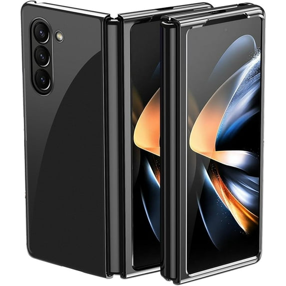 Clear Case for Samsung Galaxy Z Fold5 5G, Luxury Plating Folding Sleeve Cover Slim Thin Hard PC Shockproof Protective Phone Cover Samsung Galaxy Z Fold 5 DD Black