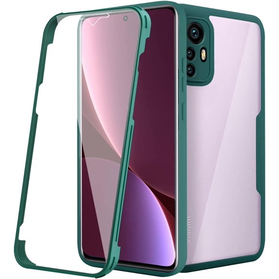 Clear Case for Xiaomi 12 Lite with Built-in Screen Protector, Slim Shockproof Soft TPU Bumper Full Body Protection Phone Cover Case for Xiaomi 12 Lite QC Green