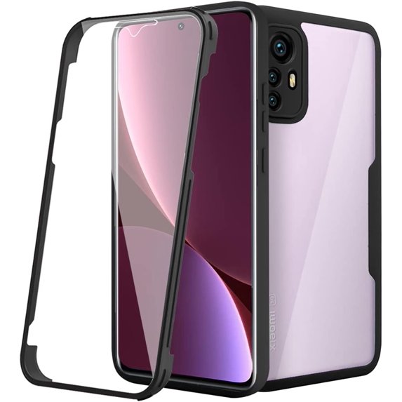 Clear Case for Xiaomi 12 Lite with Built-in Screen Protector, Slim Shockproof Soft TPU Bumper Full Body Protection Phone Cover Case for Xiaomi 12 Lite QC Black