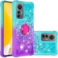 thumbnail image 1 of Clear Case for Xiaomi 12 Lite (Not Mi 12) with Kickstand for Girls Women, Floating Liquid Holographic Sparkle Glitter Case Bling Gradient Quicksand Cover for Xiaomi 12 Lite JB Bluish Violet, 1 of 7