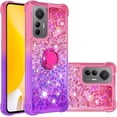 thumbnail image 1 of Clear Case for Xiaomi 12 Lite (Not Xiaomi 12) with Kickstand for Girls Women, Floating Liquid Holographic Sparkle Glitter Case Bling Gradient Quicksand Cover for Xiaomi 12 Lite JB Pink Mauve, 1 of 14