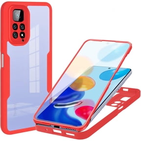 Clear Case for Xiaomi Redmi Note 11 Pro/11 Pro+ with Built-in Screen Protector, Slim Full Body Rugged Soft TPU Bumper Protective Phone Cover Case for Mi Redmi Note 11 Pro QC Red