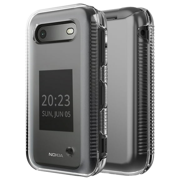Clear Case for Nokia 2780 2760 Flip Phone, Nakedcellphone Transparent Hard Shell Slim Cover (Screen Protection, Textured Grip)