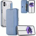 thumbnail image 1 of Clear Case for Nothing Phone 1 with Card Holder, Fiber Pattern PU Leather Wallet Flip Shockproof Phone case Cover for Nothing Phone 1 QW Blue, 1 of 18