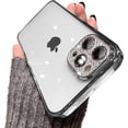 thumbnail image 1 of Clear Case for iPhone 12 Pro Case Glitter,Luxury Cute Sparkle Rhinestone Case with Bling Camera Lens Protector Design for Women Girly,Sliver,6.1 Inch, 1 of 8