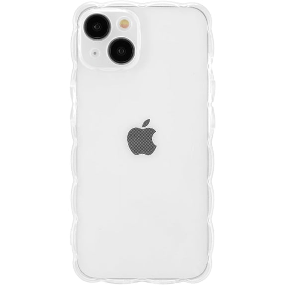 Clear Case for iPhone 13 Case,Cute Curly Wave Shape Solid Color Soft TPU Silicone Shockproof Protective Phone Cover for Women Girls - Clear