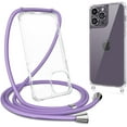 thumbnail image 1 of Clear Case for iPhone 14 Pro Max with Adjustable Neck Lanyard Strap,Soft Slim TPU Shockproof Protective Cover for iPhone 14 Pro Max 6.7 inch-Purple, 1 of 7