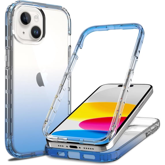 Clear Case for iPhone 15, Thin Slim Crystal Bilayer Bumper Shockproof Protective Case Cover for iPhone 15 6.1 inch 2023 (Clear Blue)