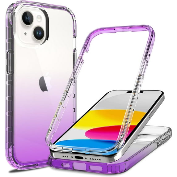 Clear Case for iPhone 15, Thin Slim Crystal Bilayer Bumper Shockproof Protective Case Cover for iPhone 15 6.1 inch 2023 (Clear Purple)