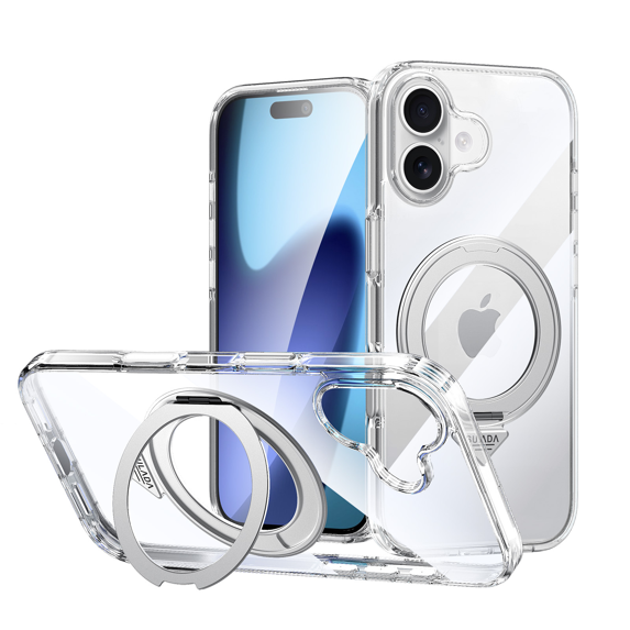 Clear Case for iPhone 17 compatible with MagSafe Built in Kickstand