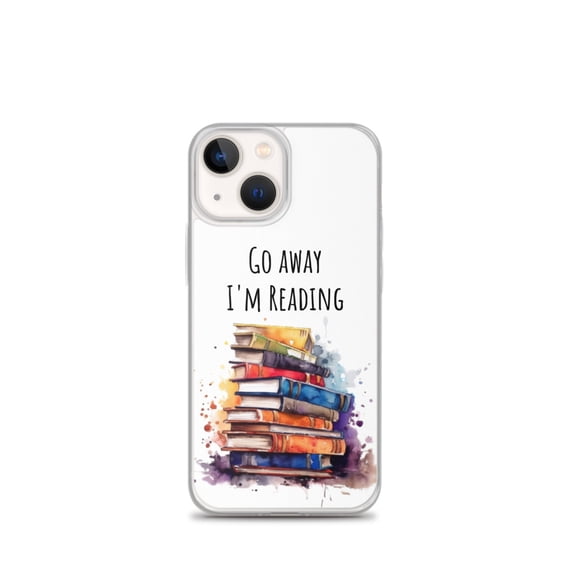 Clear Case for iPhone® Book Worm Phone Cover Go Away I'm Reading Gift (iPhone 13 mini)