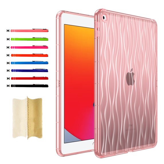 Clear Case for iPad 10.2" 2021/2020/2019, Luxury Slim Fit TPU Back Protective Shock-Absorption Corner Protection Lightweight Soft Cover for iPad 7th/8th/9th Generation, Pink