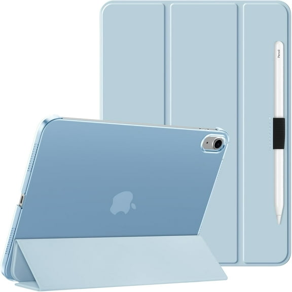 Clear Case for iPad A16 11th Generation 11 Inch (2025),iPad 10th Generation 10.9" (2022),Stand Cover with Hard Translucent Back, Support Touch ID, Auto Wake/Sleep&Stylus Holder-Blue