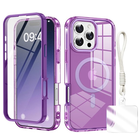 Clear Case for iPhone 11 Pro Max with Hand Strap, Compatible with Mag-Safe iPhone 11 Pro Max Cover, Shockproof Anti-Yellow TPU Bumper Protective Phone Case for Apple iPhone 11 Pro Max,Darkpurple