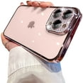 thumbnail image 1 of Clear Case for iPhone 12 Pro Case Glitter,Luxury Cute Sparkle Rhinestone Case with Bling Camera Lens Protector Design for Women Girly,Rose Gold,6.1 Inch, 1 of 8