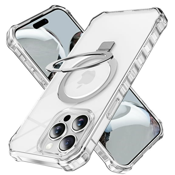 Clear Case for iPhone 13, Corner Protective Comfortable Grip Shockproof Anti-Yellowing Ring Kickstand Wave Frime Stylish Phone Cover for Apple iPhone 13, Clear