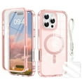 thumbnail image 1 of Clear Case for iPhone 13 Pro with Hand Strap, Compatible with Mag-Safe iPhone 13 Pro Cover, Shockproof Anti-Yellow TPU Bumper Protective Phone Case for Apple iPhone 13 Pro,Pink, 1 of 8