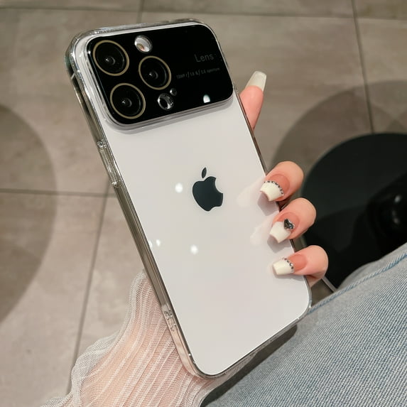 Clear Case for iPhone 13 Pro Max, Electroplated Bumper High-Transparency Rugged PC Slim Cover, Tempered Glass Lens Protector Dustproof Net Non-Yellowing Case for iPhone 13 Pro Max,Clear