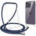 thumbnail image 1 of Clear Case for iPhone 14 Pro Max with Adjustable Neck Lanyard Strap,Soft Slim TPU Shockproof Protective Cover for iPhone 14 Pro Max 6.7 inch-Navy Blue, 1 of 11