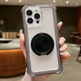 thumbnail image 1 of Clear Case for iPhone 14 Pro Max Case with Magnetic 360 Rotatable Ring Stand [Compatible with MagSafe], Heavy Duty Military Grade Protection Cover with Ring Kickstand for Women Men, Gray, 1 of 9