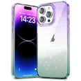 thumbnail image 1 of Clear Case for iPhone 14 Pro Max, Gradient Translucent Sparkle Shining Slim Lightweight Cover, Rugged PC+TPU Hybrid Non-Yellowing Shockproof Lens Protection Case for iPhone 14 Pro Max,Green, 1 of 5