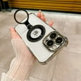 thumbnail image 1 of Clear Case for iPhone 14 Ring Holder Kickstand Case, Magnetic Phone Cover Compatible with MagSafe Wireless Charging, Shockproof Non-Yellowing Protection Case for iPhone 14, Silver, 1 of 9