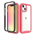 thumbnail image 1 of Clear Case for iPhone 14 with Tempered Glass Screen Protector, High-Transparency Hybrid Rugged PC + TPU Military Grade Shockproof Cover, Dual-Layers Lens Protection Non-Yellowing Case, Rose, 1 of 9