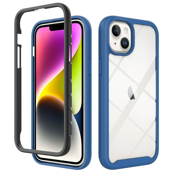 Clear Case for iPhone 15, High-Transparency Hybrid Rugged PC + TPU Military Grade Shockproof Cover, Dual-Layers Lens Protection Non-Yellowing Case for iPhone 15,Darkblue