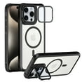 thumbnail image 1 of Clear Case for iPhone 15 with Lens Kickstand and Camera Protector, MagSafe Compatible, Full Body Shockproof Cover, Military-Grade Protection Magnetic Phone Case for iPhone 15, Black, 1 of 6