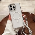 thumbnail image 1 of Clear Case for iPhone 15 Pro 6.1" with Shoulder Strap, Magnetic Cover Compatible with Mag-Safe Charging Slim Transparent Hard PC Protective Phone Cover for iPhone 15 Pro, White, 1 of 13