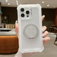 thumbnail image 1 of Clear Case for iPhone 15 Pro Case with Magnetic 360 Rotatable Ring Stand [Compatible with MagSafe], Heavy Duty Military Grade Protection Cover with Ring Kickstand for Women Men, White, 1 of 9