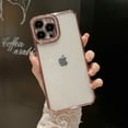 thumbnail image 1 of Clear Case for iPhone 15 Pro with Glitter Bling Rhinestone Camera Lens Frame Luxury Phone Case, Soft Silicone Shockproof Military Grade Protection Slim Cover for iPhone 15 Pro, Rosegold, 1 of 9