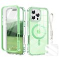 thumbnail image 1 of Clear Case for iPhone 15 Pro with Hand Strap, Compatible with Mag-Safe iPhone 15 Pro Cover, Shockproof Anti-Yellow TPU Bumper Protective Phone Case for Apple iPhone 15 Pro,Green, 1 of 8