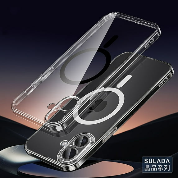 Clear Case for iPhone 16 with Magnetic Ring, Compatible with Mag-Safe, Lens Protector Design Precision Fit Anti-Yellowing with Enhanced Drop Protection Cover for iPhone 16, Black