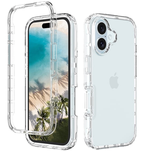 Clear Case for iPhone 16 Plus, Shockproof Hybrid Phone Bumper Cover, Solid Color Hard PC Flexible TPU Frame Anti-Scratch Non-Yellowing Transparent Case for iPhone 16 Plus, Clear