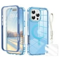 thumbnail image 1 of Clear Case for iPhone 16 Pro Max with Hand Strap, Compatible with Mag-Safe iPhone 16 Pro Max Cover, Shockproof Anti-Yellow TPU Bumper Protective Phone Case for Apple iPhone 16 Pro Max,Blue, 1 of 8