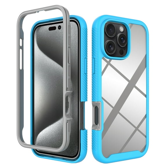 Clear Case for iPhone 16 Pro Max, Hybrid Silicone Durable 3-Layer [Not Yellowing][Military Grade Drop Protection] Shockproof/DropProof Protective Cover for iPhone 16 Pro Max,Blue