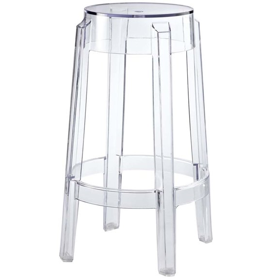 Modway Casper 26.5" Modern Style Plastic Counter Stool in Clear Finish