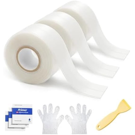 Clear Caulk Tape Self Adhesive, Peel and Stick Transparent Caulking Strip for Bathtub Kitchen Sink and Shower , Flexible PVC Seal Tape for Bathroom and Toilet (3 Rolls)