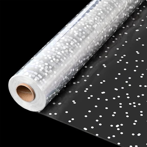 Clear Cellophane Wrap Roll(34" x 120’Ft) 3Mil Polka Dot Cellophane, Cellophane Gift Wrap Roll, Cellophane Wrap for Gifts, Baskets, Flowers, Party Decorations