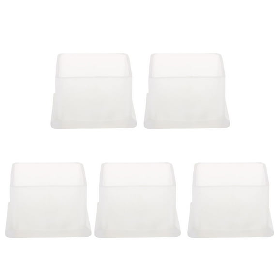 Clear Chair Leg Caps Square Feet Furniture Floor Protector 5pcs 1"x1" (25x25mm)