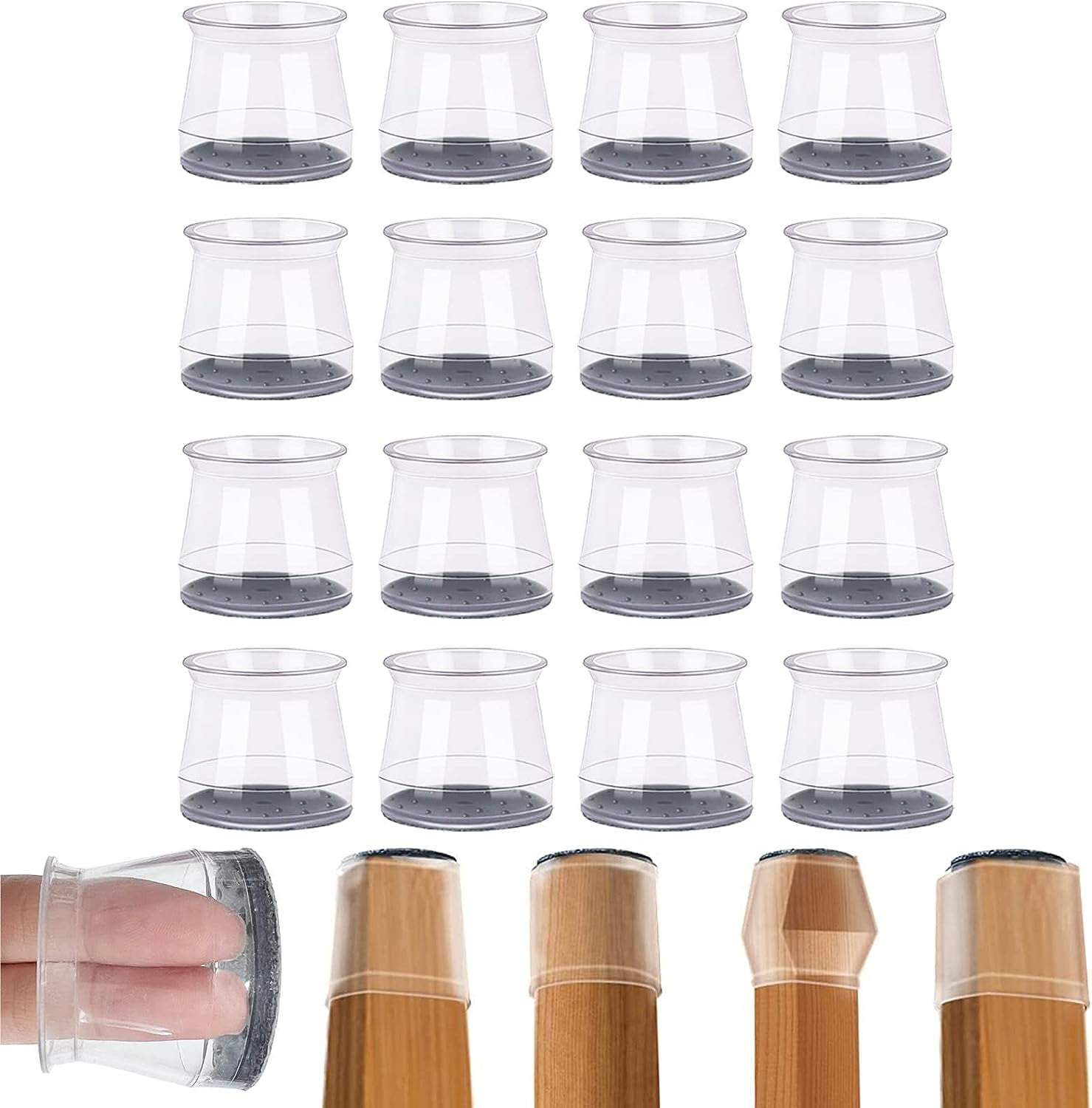 Clear Chair Leg Floor Protectors \u2013 Silicone Chair Leg Covers for Protecting Hardwood Floors