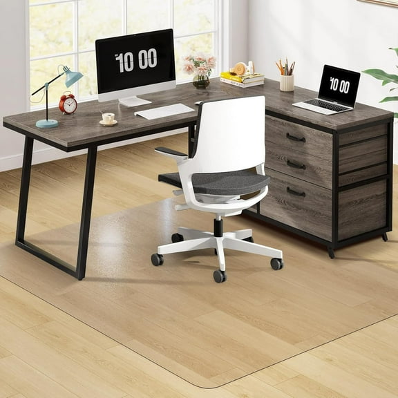 Clear Chair Mat, 60" x 50" Office Chair Mat for Hard Floors, Desk Floor Mat for Gaming, Vinyl Floor Mat for Home Office Kichen Living Room, Clear