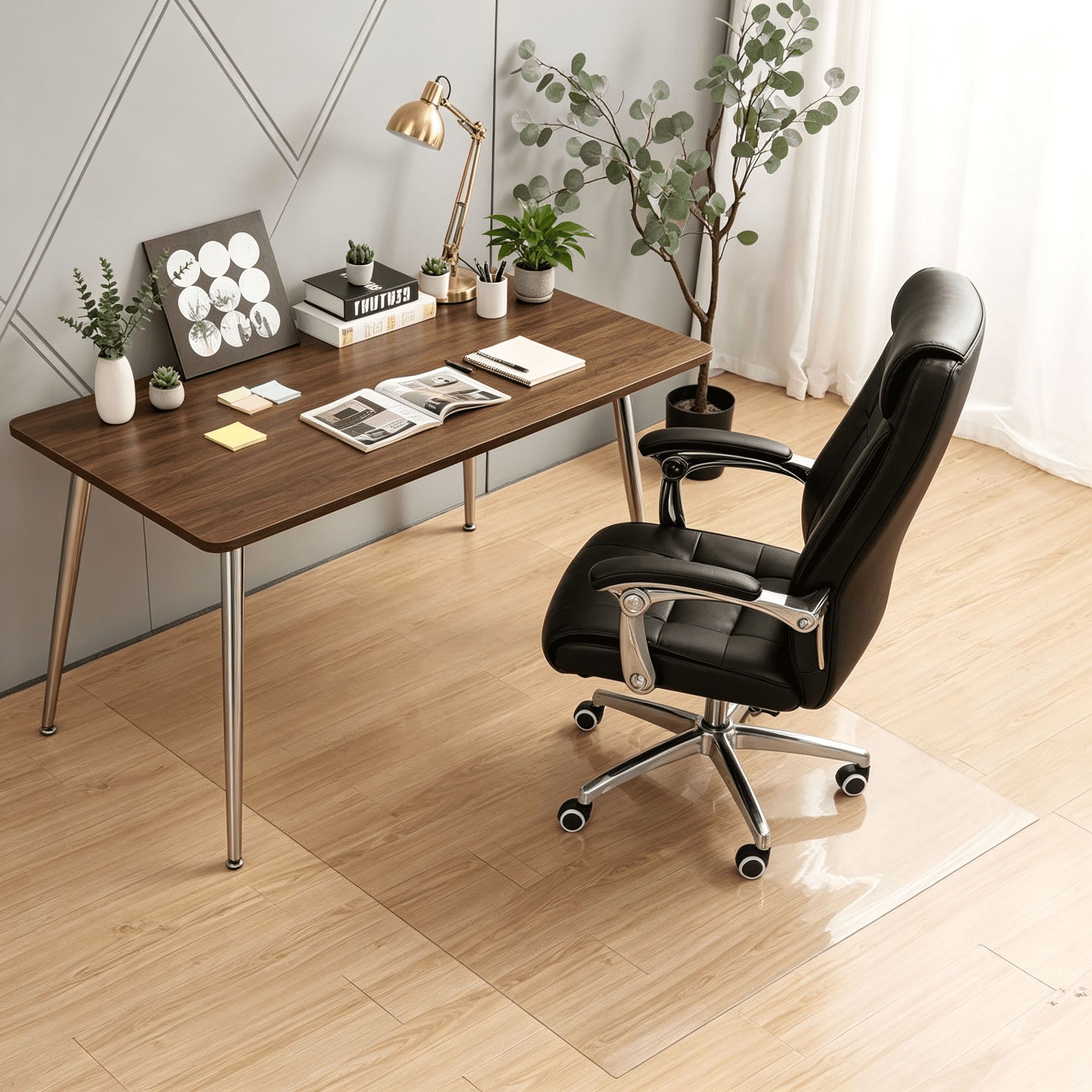 47×35.5 Inch Clear PVC Office Chair Mat, Waterproof Anti-Slip Hardwood Floor Protector, Transparent Scratch Resistant Rolling Desk Chair Floor Mat for Hardwood & Tile Floors