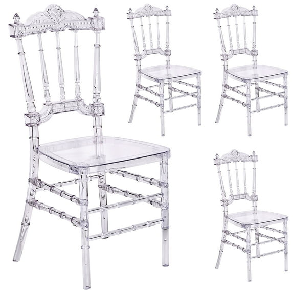 Triple Tree PC Dining Side Chairs, Clear (Set of 4)