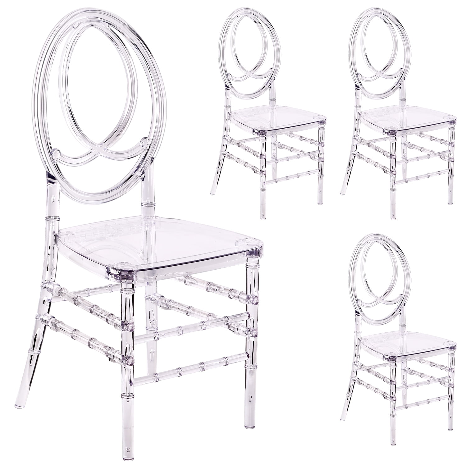 Clear Chairs, Modern Dining Chair Set of 4, Transparent Banquet Ghost