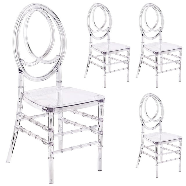 Clear Chairs, Modern Dining Chair Set of 4, Transparent Banquet Ghost