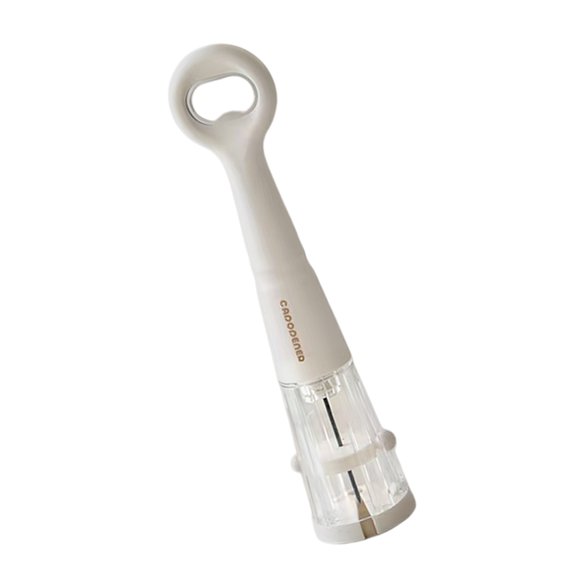 Clear Chamber Bottle Opener, 2 in 1 Manual Kitchen Opener with White Handle and Long Grip for Home Bottle Service and Table Prep on Kitchen Counters