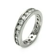 thumbnail image 1 of Clear Channel Set Cubic Zirconia Classic Stackable Eternity Ring Rhodium Plated Sterling Silver Size 8, 1 of 2