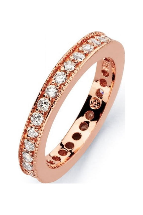 Clear Channel Set Cubic Zirconia Stackable Eternity Bridal Ring Rose Gold-Tone Sterling Silver Size 6